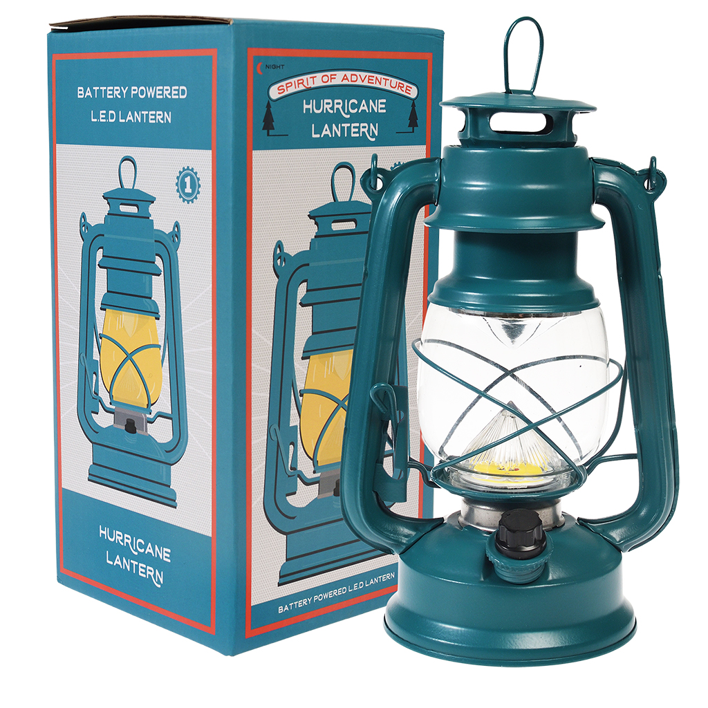blue led hurricane lantern - spirit of adventure