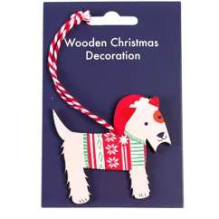 wooden hanging christmas decoration - scottie dog wooden hanging christmas decoration - scottie dog