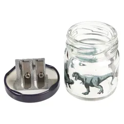 glass jar pencil sharpener - prehistoric land