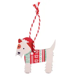 wooden hanging christmas decoration - scottie dog wooden hanging christmas decoration - scottie dog