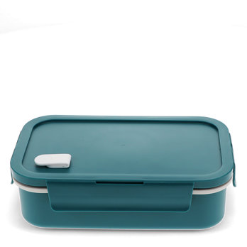 double wall lunch box with divider - blue