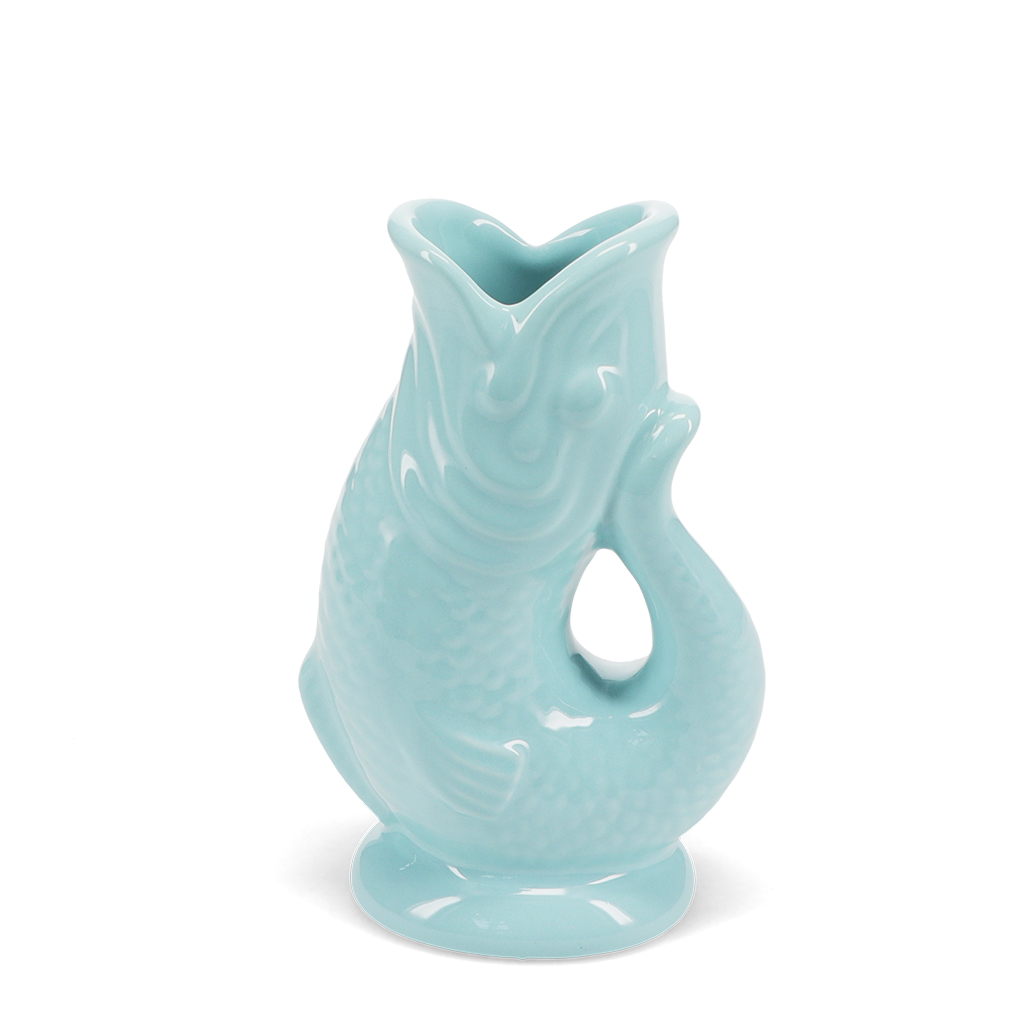 ceramic fish vase - aqua blue