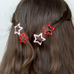 haarspangen „sterne“ (4-er set) - pink und rot