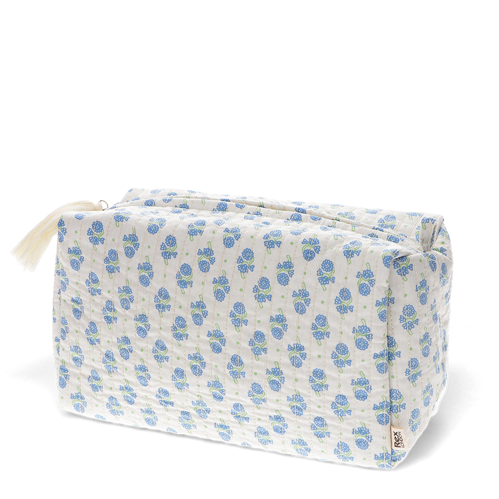 quilted wash bag - cornflower