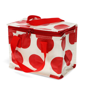 insulated lunch bag - red on white spotlight