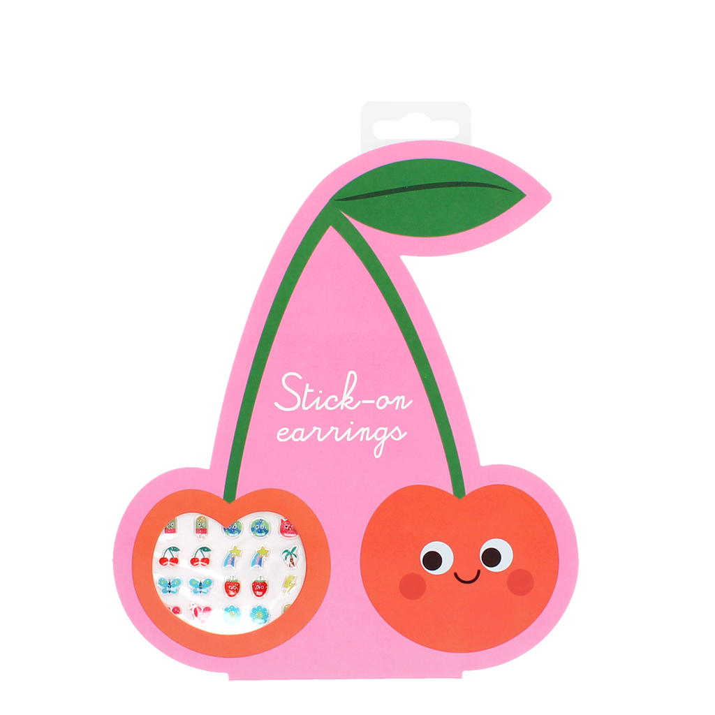 stick on earrings (40 pairs) - cherry