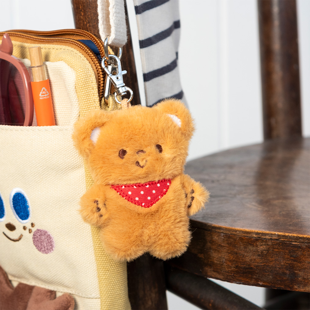 fluffy keyring bag charm - teddy bear