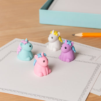 gommes (lot de 4) - licornes