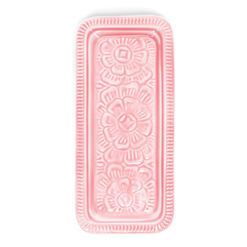 rectangular enamel trinket tray - pink