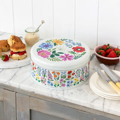 round cake tin - wild flowers
