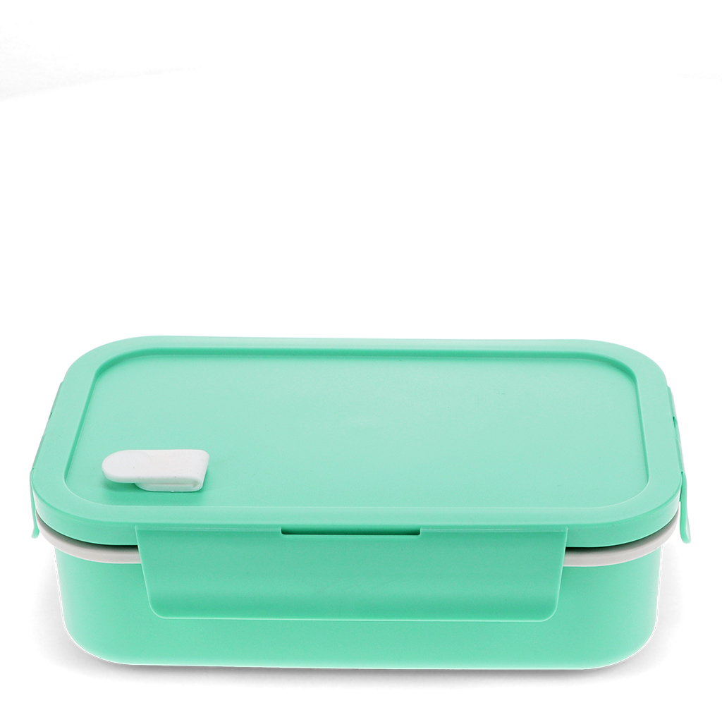 double wall lunch box with divider - aqua