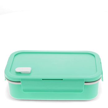 double wall lunch box with divider - aqua