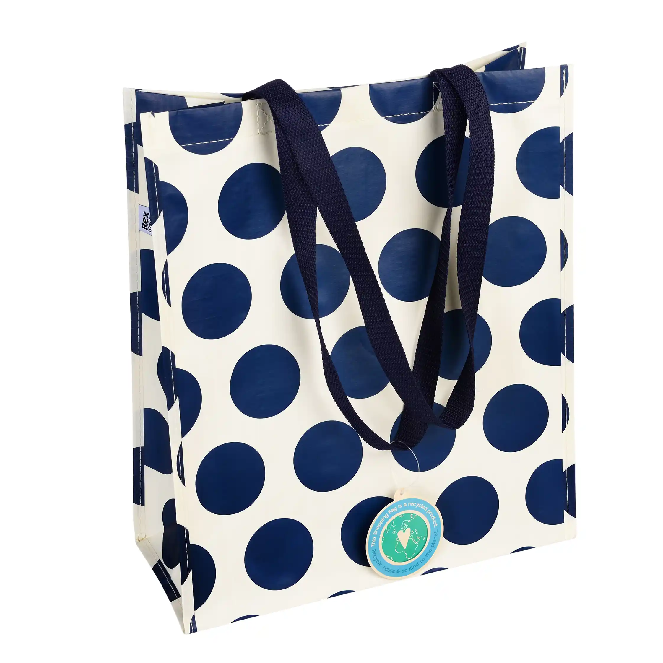 bolso de compras spotlight azul marino y blanco