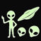 glow in the dark stick-on shapes (box of 25) - aliens