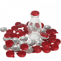 50 red foil craft milk bottle tops