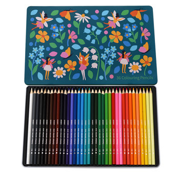 36 crayons de coloriage dans une boîte fairies in the garden