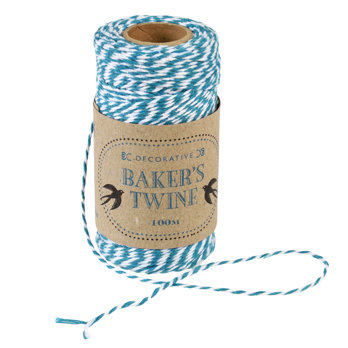 roll of twine (100m) - aquamarine and white