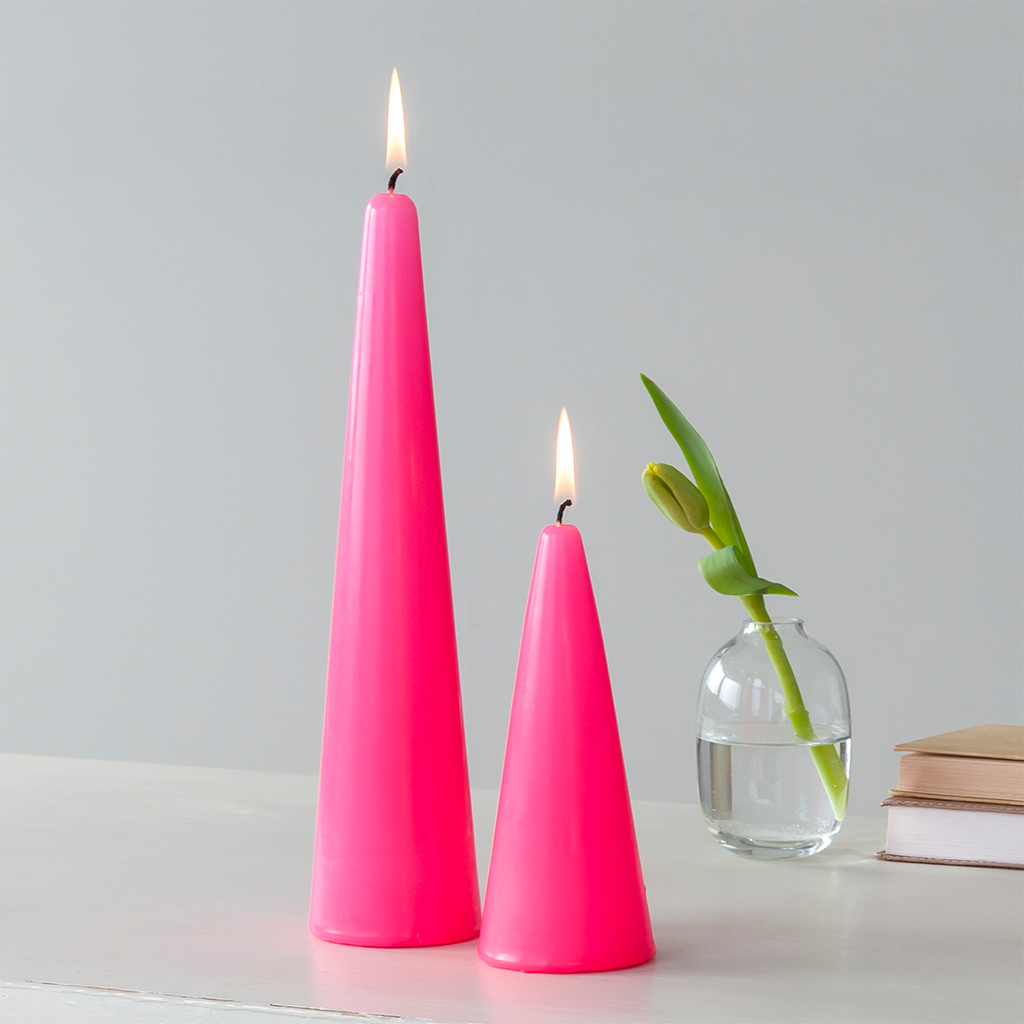 small cone candle - bright pink