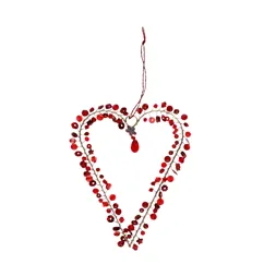 handmade beaded heart decoration (9x12cm) - red handmade beaded heart decoration (9x12cm) - red