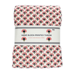 hand block-printed snuggle throw (120 x 160cm) - red flower