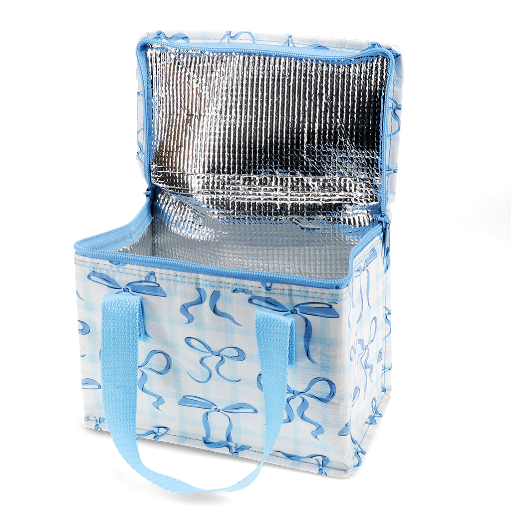 insulated lunch bag - blue bows