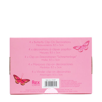 feather butterfly clip-on decorations (set of 4) - 8.5cm x 5cm