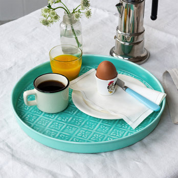 round enamel trinket tray (30cm) - aqua