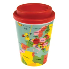 taza de viaje reutilizable mapa del mundo