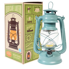 led hurricane lantern - light blue
