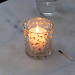 bougeoir en verre - fleurs