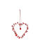 handmade beaded heart decoration (7x7cm) - red