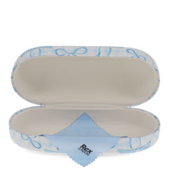 sunglasses case & cleaning cloth - blue bows