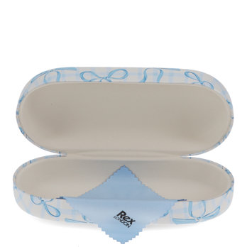 sunglasses case & cleaning cloth - blue bows