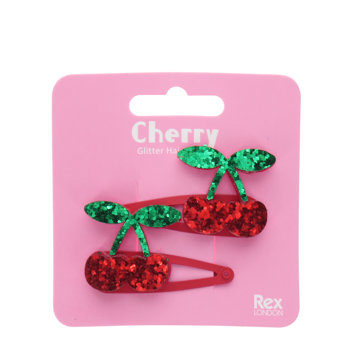 glitter hair clips - cherry