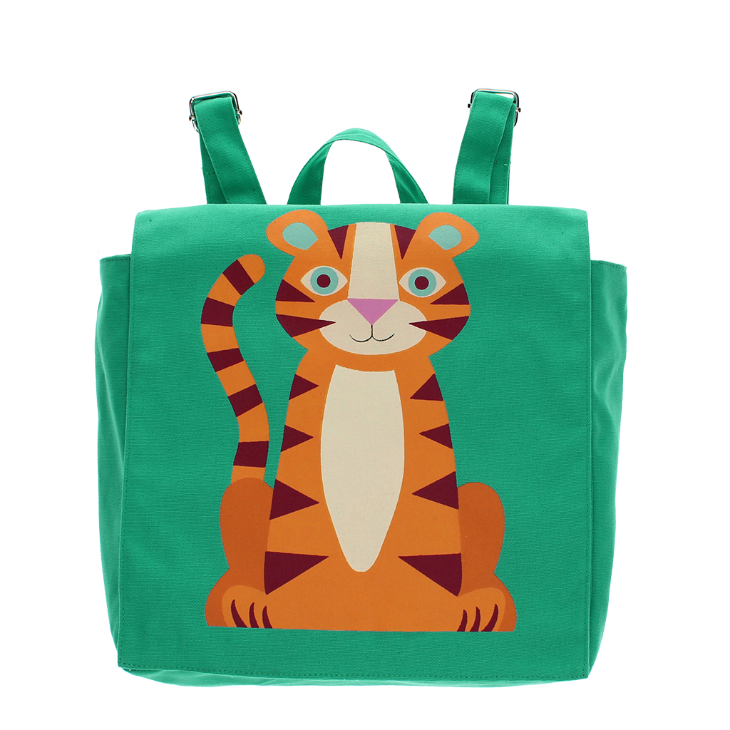 mini-kinderrucksack aus canvas-stoff - tiger
