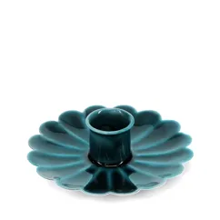 enamel flat flower candle holder - blue