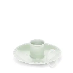 enamel chamberstick candle holder - light grey enamel chamberstick candle holder - light grey