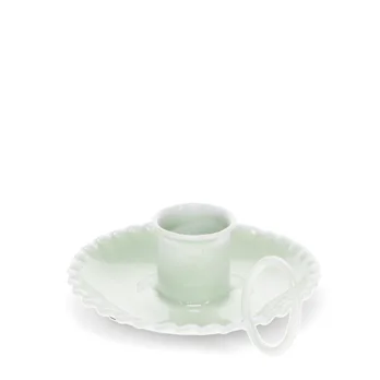 enamel chamberstick candle holder - light grey enamel chamberstick candle holder - light grey