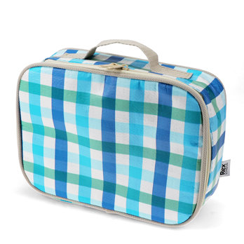 soft insulated lunch box - blue gingham