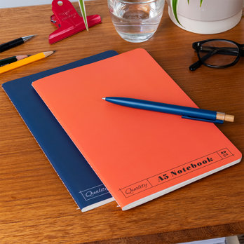 carnets a5 (lot de 2) - orange & bleu