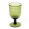 stemmed hand blown bubble glass 350ml - olive green