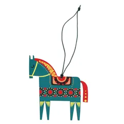décoration de noël cheval en bois vert