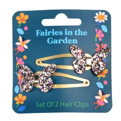 glitter butterfly hair clips (set of 2) - fairies in the garden