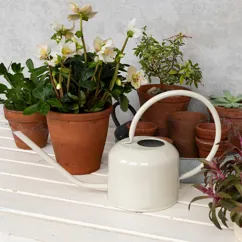 metal watering can 1ltr - stone grey metal watering can 1ltr - stone grey
