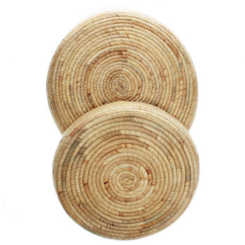 plateaux ronds en jacinthe d'eau (lot de 2)