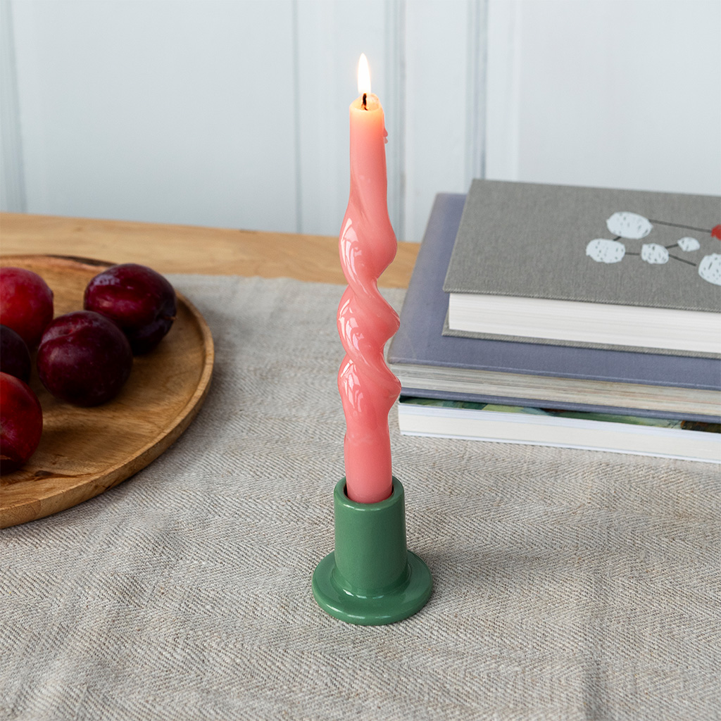 ceramic tube candle holder - khaki