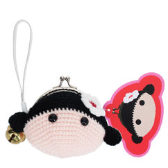 crochet coin purse with jingle bell - girl