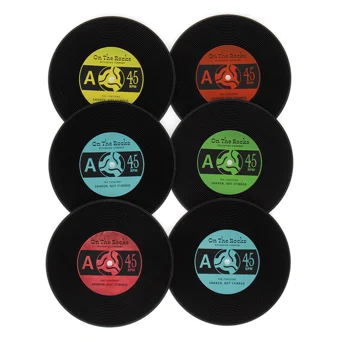 silicone coasters (set of 6) - vinyl record silicone coasters (set of 6) - vinyl record