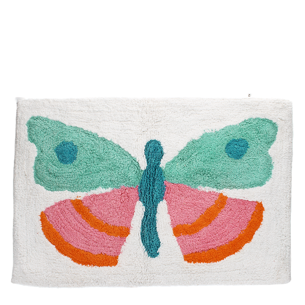 tufted cotton bath mat - butterfly