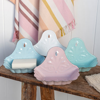 wall-mounted enamel soap dish - pink